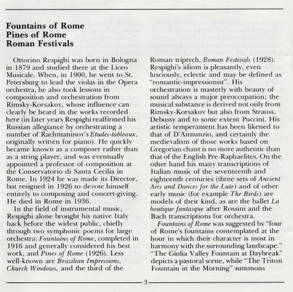 Pines Of Rome • Fountains Of Rome • Feste Romane (CD) | Near Mint (NM) Near Mint (NM) - CLASSICAL / USED *NEAR MINT-*