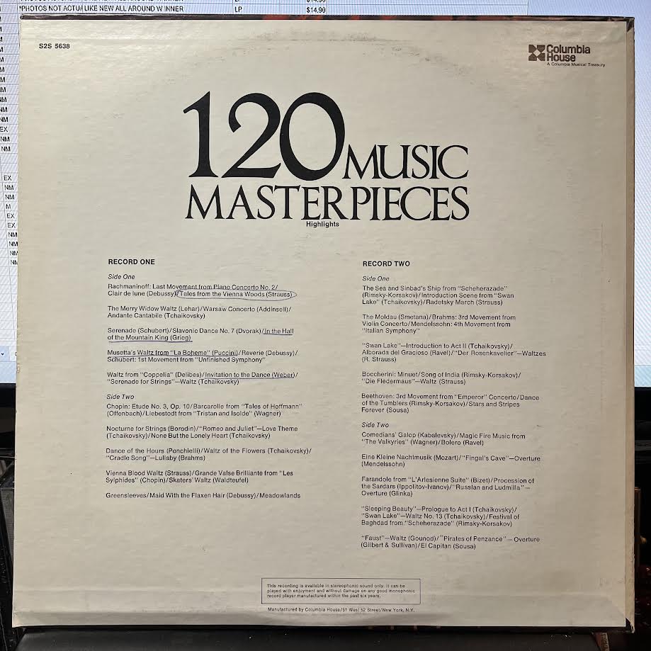120 Music Masterpieces (2xVINYL) | Near Mint- (NM-) Near Mint- (NM-) - CLASSICAL / USED *NEAR MINT-*