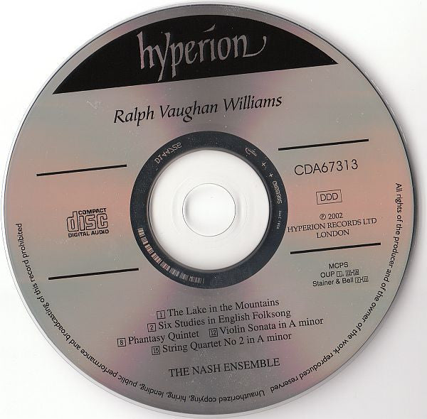 Violin Sonata / The Lake In The Mountains / Six Studies In English Folksong / String Quartet No 2 / Phantasy Quintet (CD) | Near Mint (NM) Near Mint (NM) - CLASSICAL / USED *NEAR MINT-*