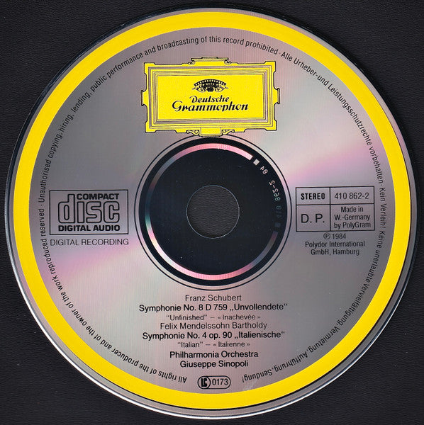 Schubert: Symphony No.8 "Unfinished" / Mendelssohn: Symphony No.4 "Italian" (CD) | Near Mint (NM) Near Mint (NM) - CLASSICAL / USED *NEAR MINT-*
