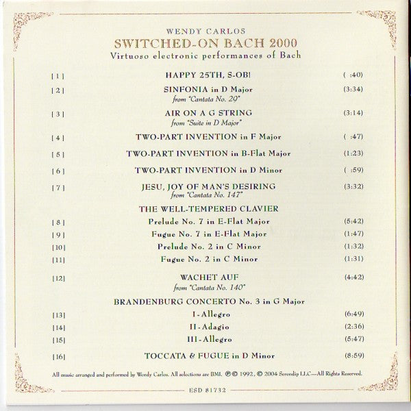 Switched-On Bach 2000 (CD) | Near Mint- (NM-) Excellent+ (EX+) - CLASSICAL / USED *NEAR MINT-*