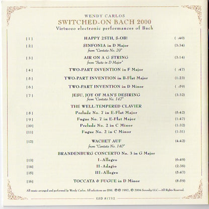 Switched-On Bach 2000 (CD) | Near Mint- (NM-) Excellent+ (EX+) - CLASSICAL / USED *NEAR MINT-*