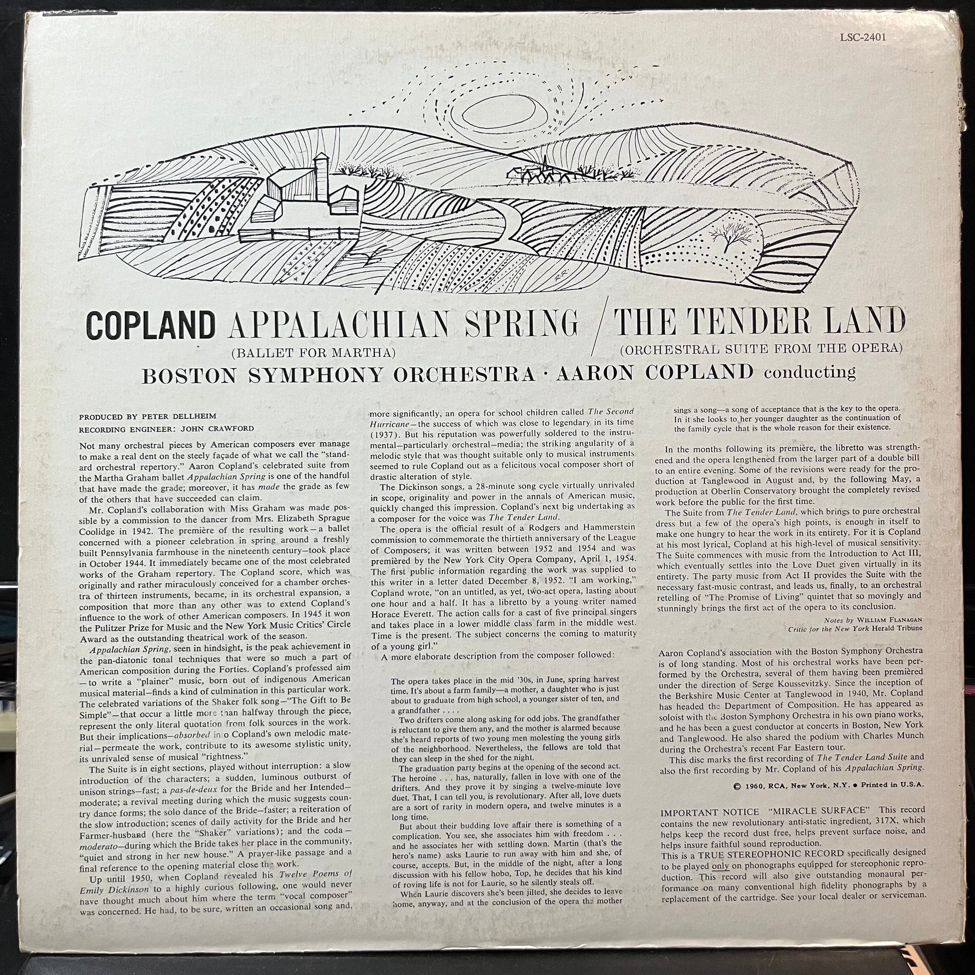 Aaron Copland / Charles Ives - Adlai Stevenson, Th - Appalachian Spring / The Tender Land - Suite (VINYL LP RCA RED SEAL LSC 2401 1976) | Near Mint- (NM-) Excellent (EX) - CLASSICAL / USED *NEAR MINT-*