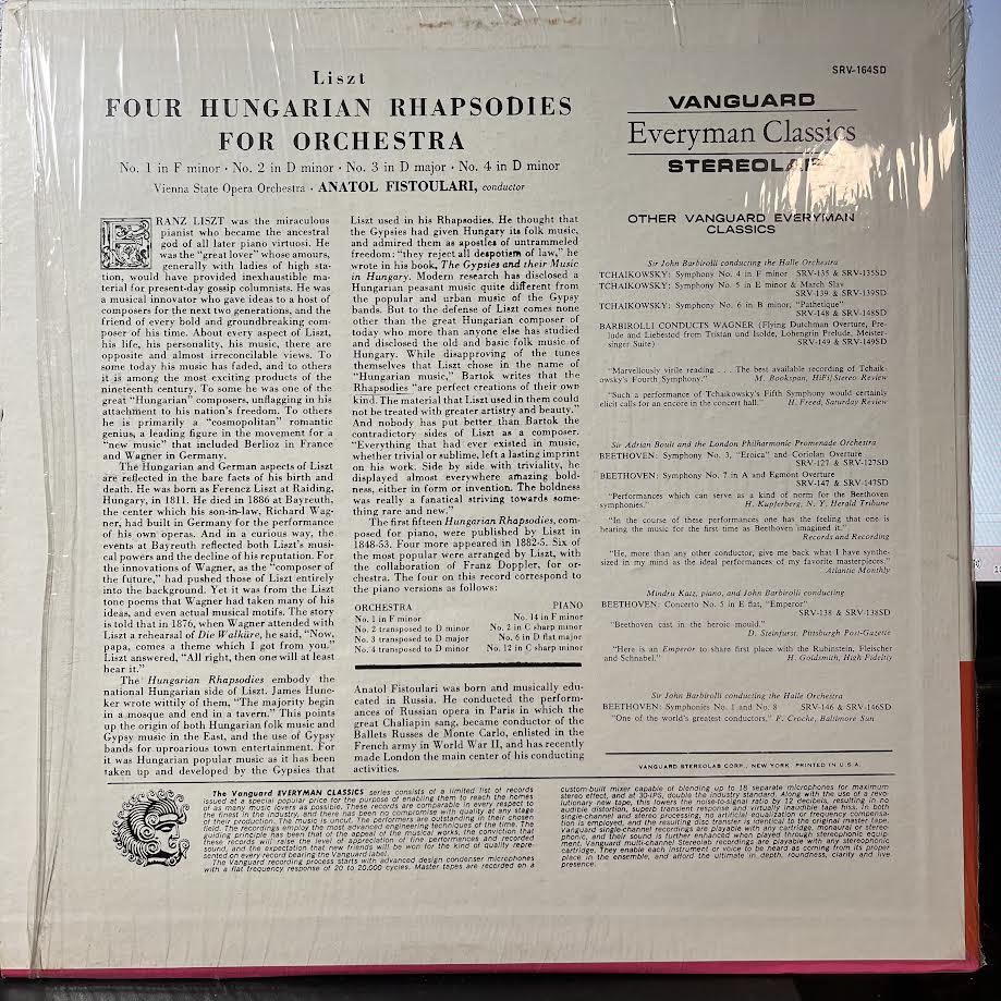 Four Hungarian Rhapsodies (VINYL) | Near Mint- (NM-) Near Mint (NM) - CLASSICAL / USED *NEAR MINT-*