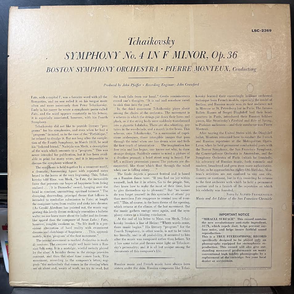 Symphony No. 4 (VINYL) | Near Mint (NM or M-) Excellent+ (EX+) - CLASSICAL / USED *NEAR MINT*