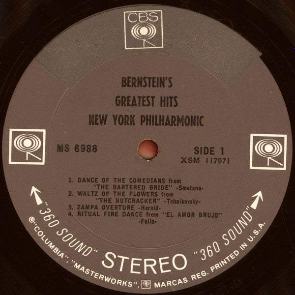 Leonard Bernstein - Bernstein's Greatest *360 SOUND* Hits New York Philharmonic | Near Mint (NM) Very Good Plus (VG+) - CLASSICAL / USED *NEAR MINT*