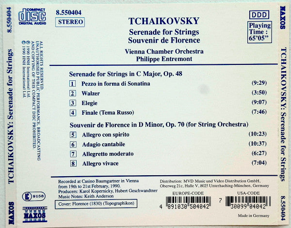 Serenade For Strings / Souvenir De Florence (CD) | Near Mint (NM) Near Mint (NM) - CLASSICAL / USED *NEAR MINT*