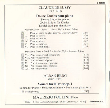 Debussy: 12 Etudes / Berg: Sonate Op. 1 (CD) | Near Mint (NM) Near Mint (NM or M-) - CLASSICAL / USED *NEAR MINT*