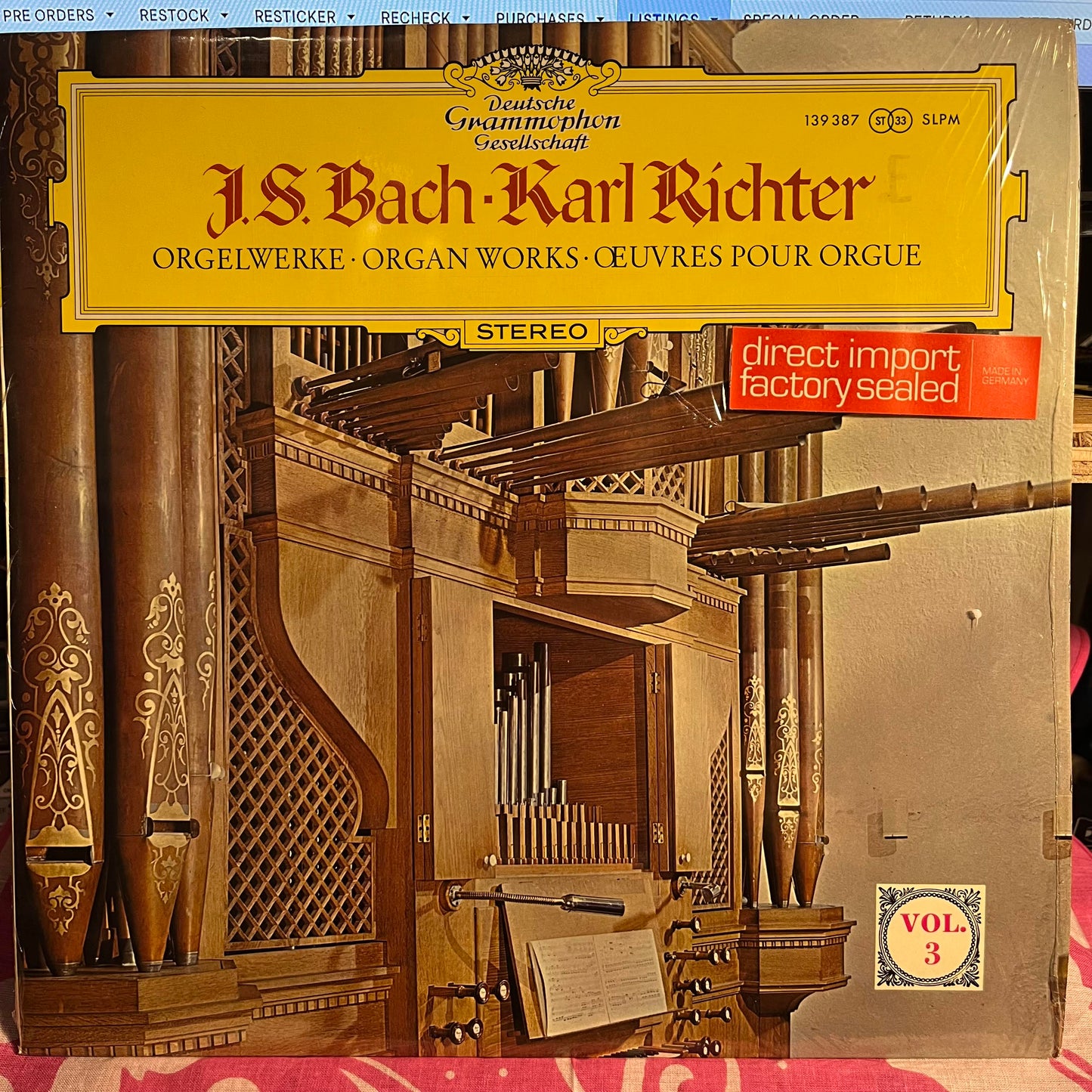 Johann Sebastian Bach - Orgelwerke = Organ Works = Œuvres Pour Orgue (Vol. 3) *SHRINK/GERMANY* | Near Mint (NM) Near Mint (NM) - CLASSICAL / USED *NEAR MINT*