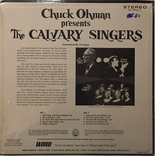 Chuck Ohman Presents The Calvary Singers (VINYL) | Near Mint (NM) Near Mint (NM) - CLASSICAL / USED *NEAR MINT*