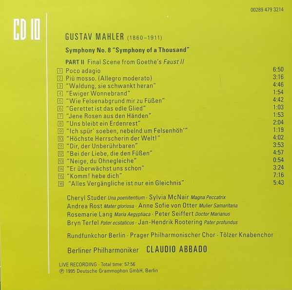 Gustav Mahler - Mahler - Abbado (CD BOXSET Deutsche Grammophon ‎– 00289 479 3204, Deutsche Grammophon ‎– 479 3204, Universal ‎– 479 3204) | NEW Near Mint (NM) Near Mint (NM) - CLASSICAL / USED *NEAR MINT*