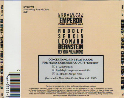 "Emperor" Piano Concerto No. 5 (CD) | Near Mint (NM or M-) Near Mint (NM or M-) - CLASSICAL / USED *NEAR MINT*