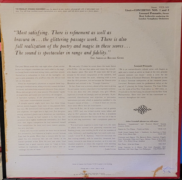 Franz Liszt - Piano Concertos Nos.1 & 2 | Near Mint (NM) Near Mint (NM) - CLASSICAL / USED *NEAR MINT*