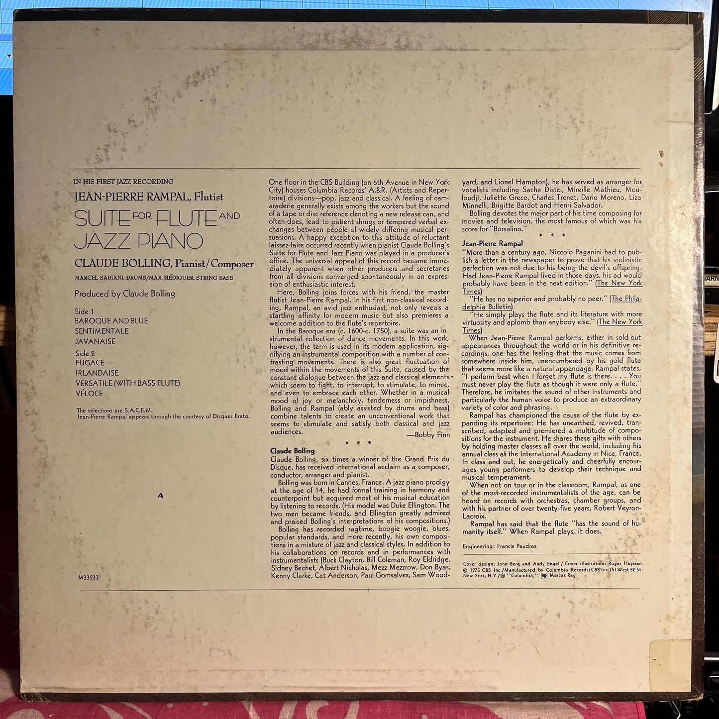 Jean-Pierre Rampal - Suite For Flute And Jazz Piano *TERRE HAUTE* | Near Mint (NM) Very Good Plus (VG+) - CLASSICAL / USED *NEAR MINT*