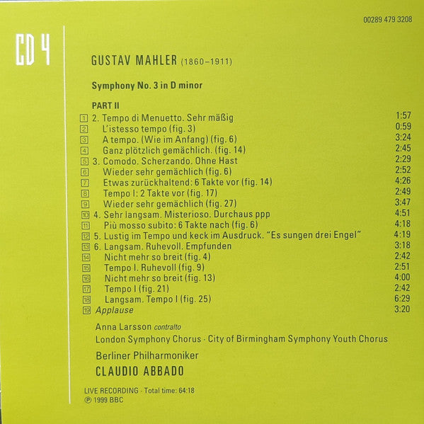 Gustav Mahler - Mahler - Abbado (CD BOXSET Deutsche Grammophon ‎– 00289 479 3204, Deutsche Grammophon ‎– 479 3204, Universal ‎– 479 3204) | NEW Near Mint (NM) Near Mint (NM) - CLASSICAL / USED *NEAR MINT*