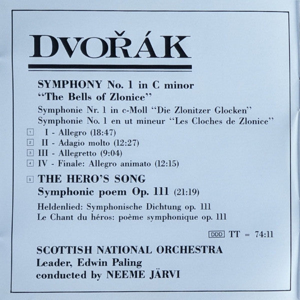 Symphony No. 1 ' The Bells Of Zlonice' - The Hero's Song Symphonic Poem Op. 111 (CD) | Near Mint (NM) Near Mint (NM) - CLASSICAL / USED *NEAR MINT*