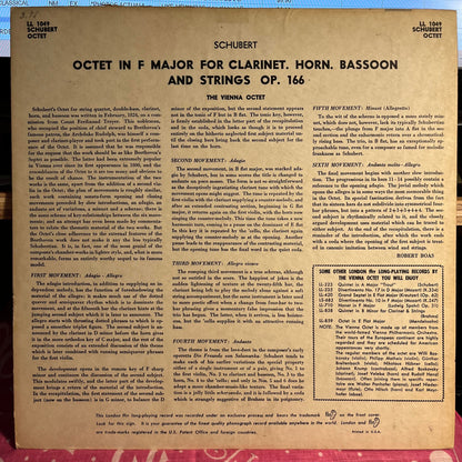Franz Schubert - Octet In F Major Opus 166 For Clarinet, Horn, Bassoon And Strings | Near Mint (NM) Excellent (EX) - CLASSICAL / USED *NEAR MINT*
