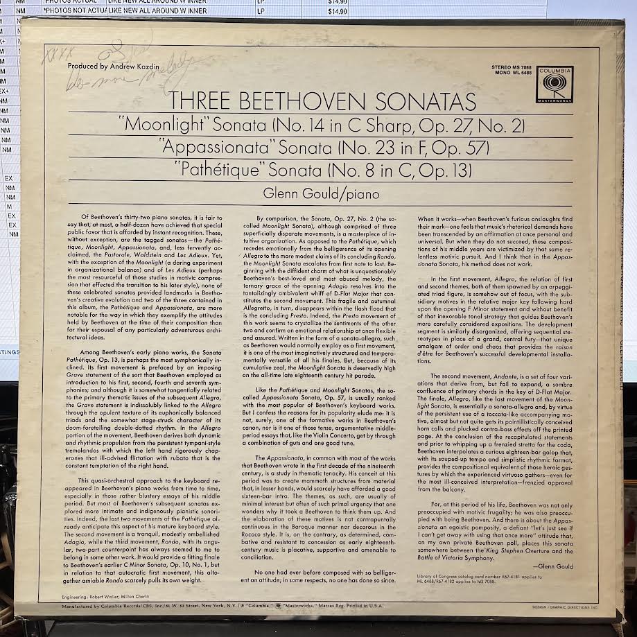 Moonlight / Appassionata / Pathétique Sonatas (VINYL) | Near Mint (NM) Near Mint (NM) - CLASSICAL / USED *NEAR MINT*