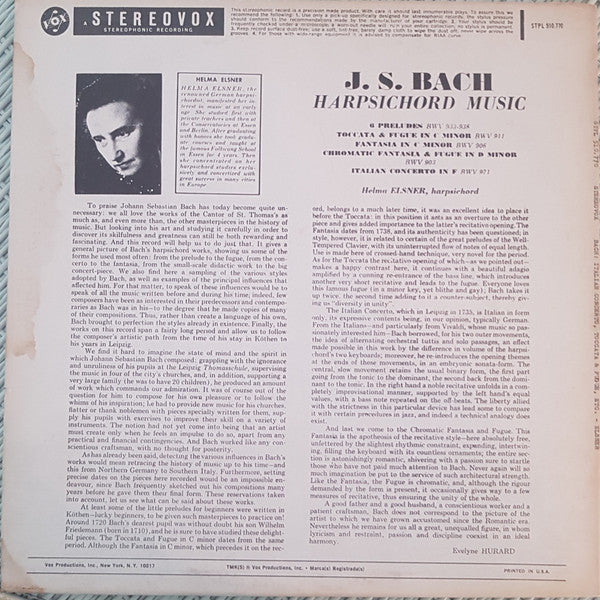 Johann Sebastian Bach - Harpsichord Music / Œuvres Pour Clavecin | Near Mint (NM) Near Mint (NM) - CLASSICAL / USED *NEAR MINT*