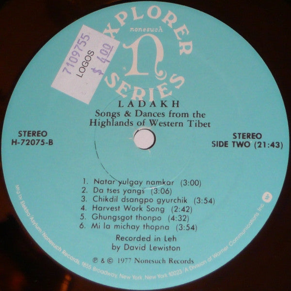 Ladakh - Songs & Dances From The Highlands Of Western Tibet (VINYL) | Near Mint (NM) Near Mint (NM) - CLASSICAL / USED *NEAR MINT*