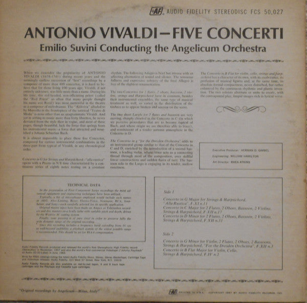Antonio Vivaldi - Five Concerti | Near Mint (NM) Excellent (EX) - CLASSICAL / USED *NEAR MINT*