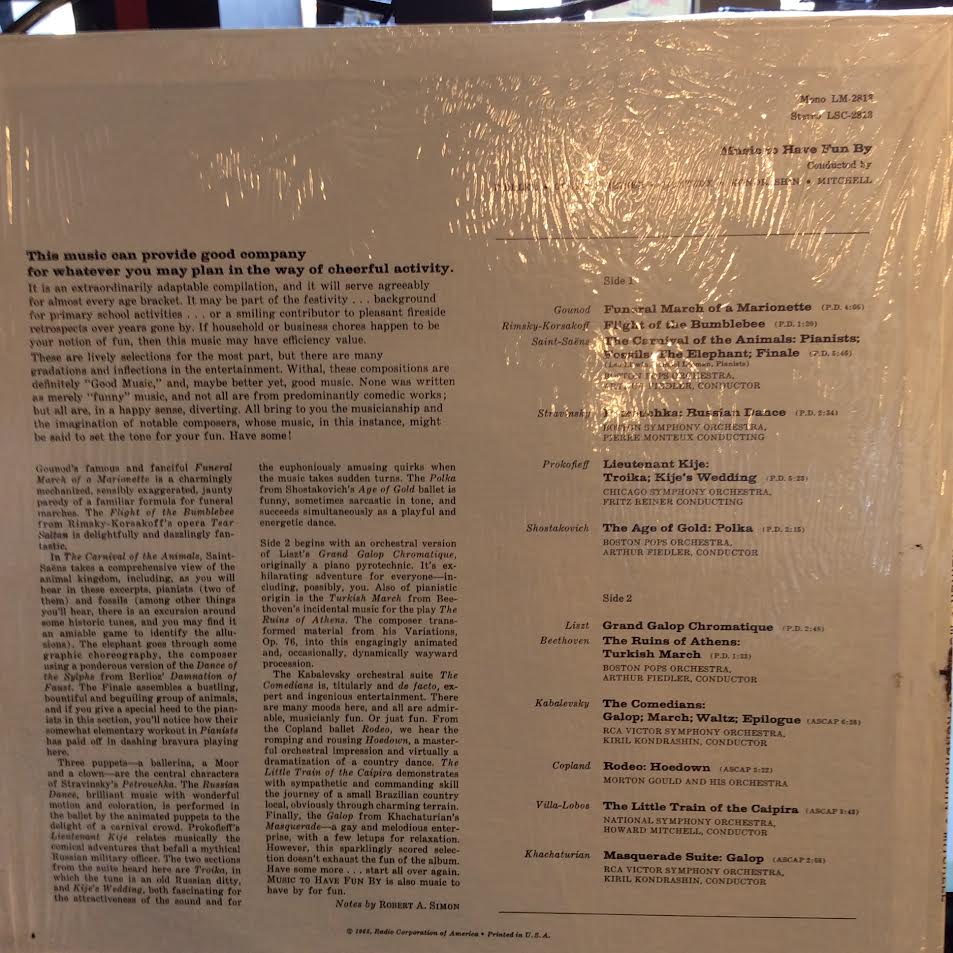 Music To Have Fun By (VINYL) | Near Mint (NM) Near Mint (NM) - CLASSICAL / USED *NEAR MINT*