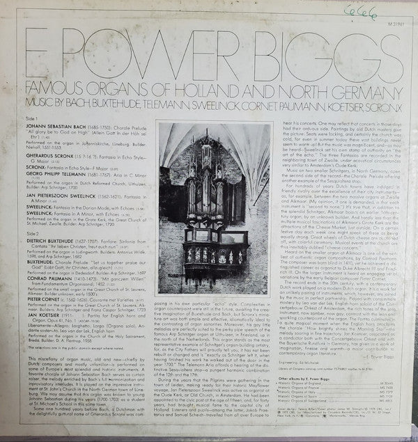 E. Power Biggs Famous Organs Of Holland And North Germany Columbia LP Near Mint (NM or M-) Very Good Plus (VG+)
