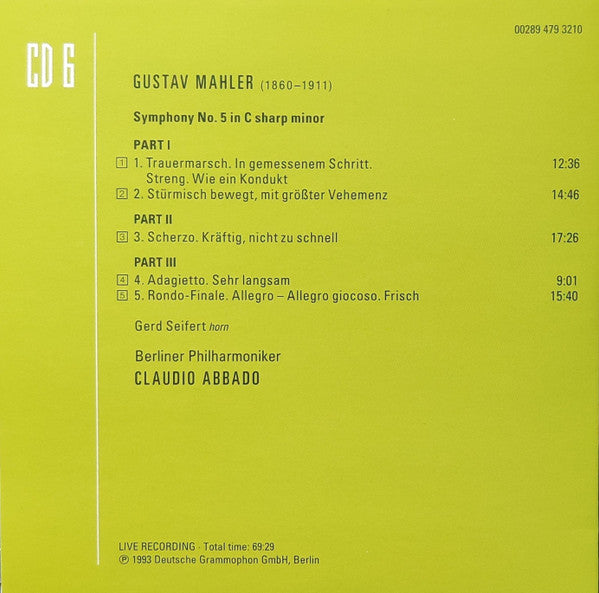 Gustav Mahler - Mahler - Abbado (CD BOXSET Deutsche Grammophon ‎– 00289 479 3204, Deutsche Grammophon ‎– 479 3204, Universal ‎– 479 3204) | NEW Near Mint (NM) Near Mint (NM) - CLASSICAL / USED *NEAR MINT*