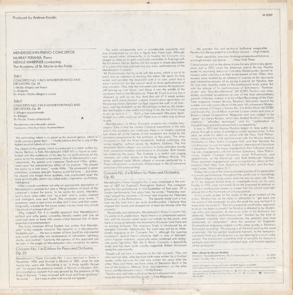 Piano Concertos (No. 1 In G Minor, Op. 25 / No. 2 In D Minor, Op. 40) | Near Mint (NM) Excellent (EX)