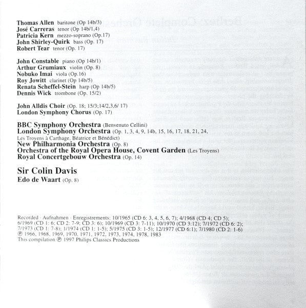 Hector Berlioz - Complete Orchestral Works · Sämtliche Orchesterwerke · L'œuvre Pour Orchestre (CD BOXSET Philips ‎– 456 143-2) | USED Near Mint (NM) Excellent+ (EX+) - CLASSICAL / USED *NEAR MINT*