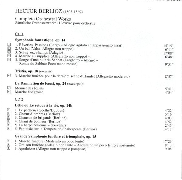 Hector Berlioz - Complete Orchestral Works · Sämtliche Orchesterwerke · L'œuvre Pour Orchestre (CD BOXSET Philips ‎– 456 143-2) | USED Near Mint (NM) Excellent+ (EX+) - CLASSICAL / USED *NEAR MINT*