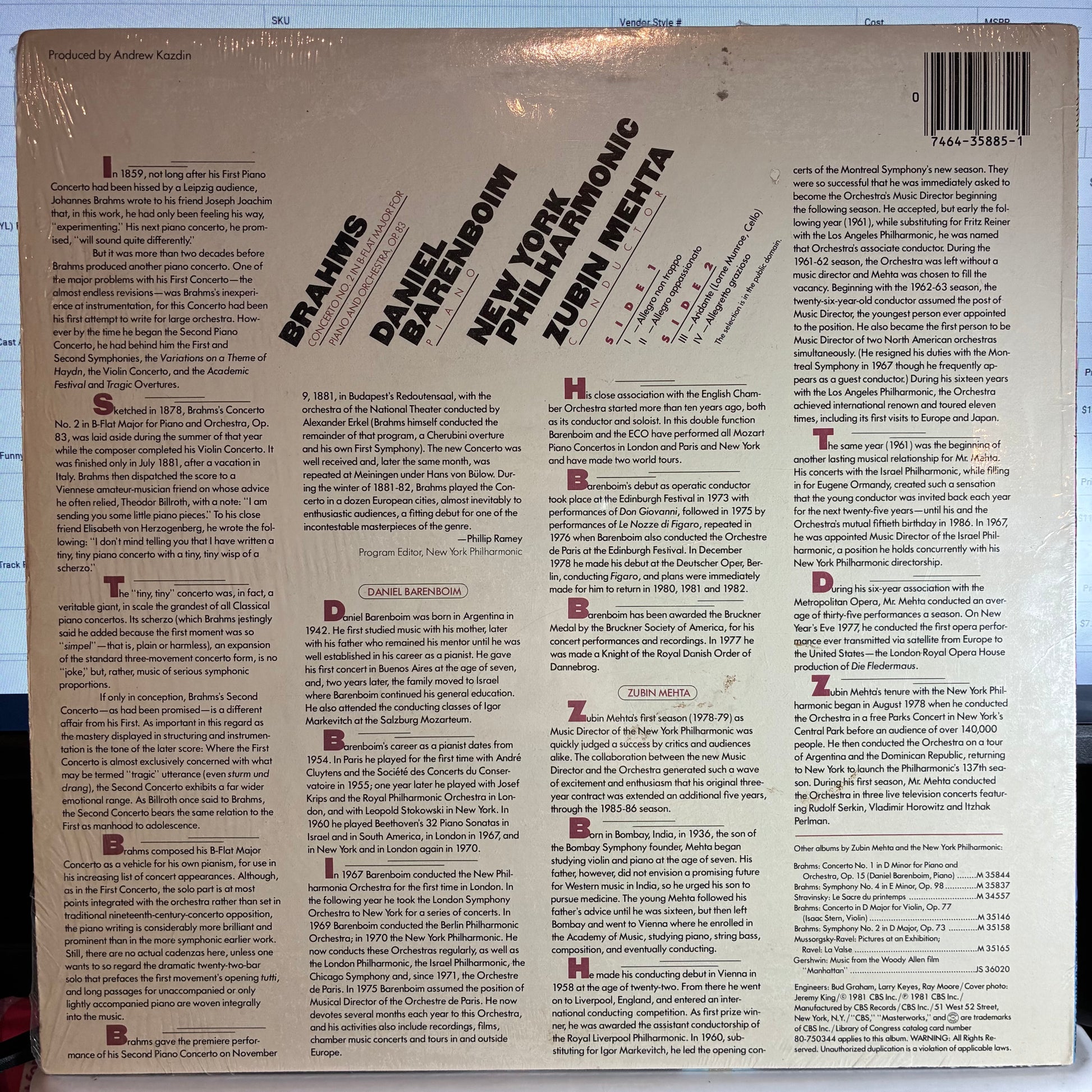 Piano Concerto No. 2 (VINYL) | Near Mint (NM or M-) Excellent+ (EX+) - CLASSICAL / USED *NEAR MINT*