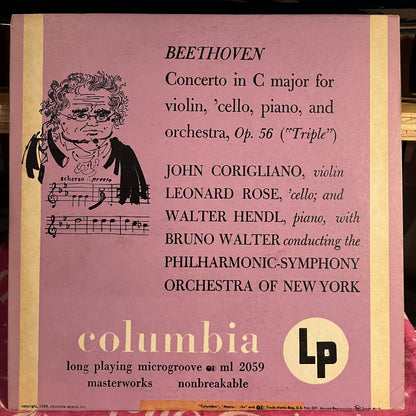 Ludwig van Beethoven - Concerto In C Major For Violin, 'Cello, Piano, And Orchestra, Op. 56 ("Triple") 10" | Near Mint (NM) Excellent (EX) - CLASSICAL / USED *NEAR MINT*