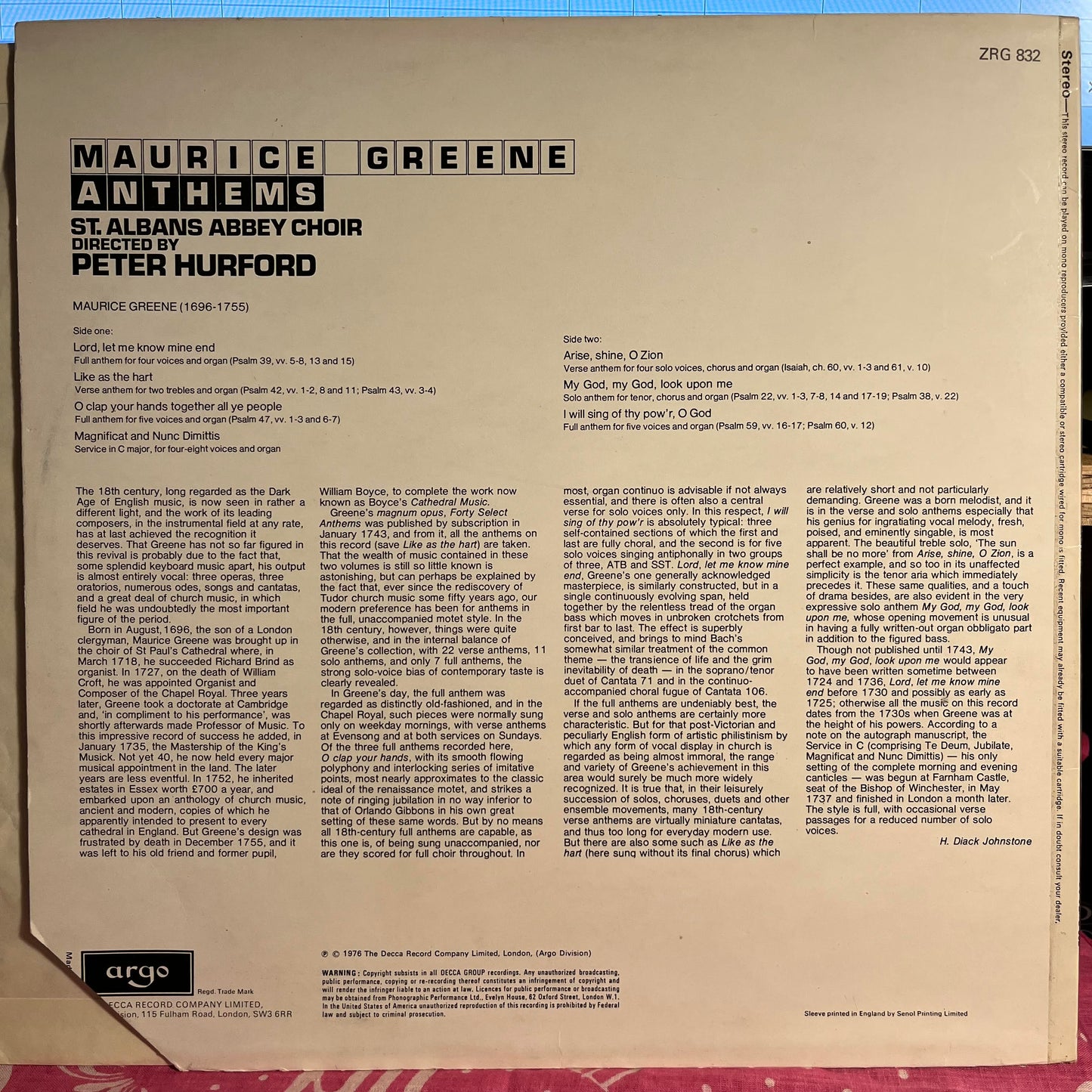 Maurice Greene (2) - Anthems *PROMO* | Near Mint (NM) Near Mint (NM) - CLASSICAL / USED *NEAR MINT*