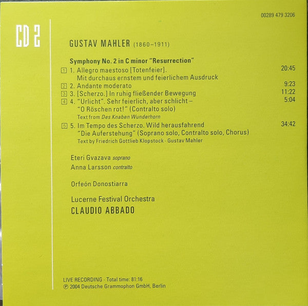 Gustav Mahler - Mahler - Abbado (CD BOXSET Deutsche Grammophon ‎– 00289 479 3204, Deutsche Grammophon ‎– 479 3204, Universal ‎– 479 3204) | NEW Near Mint (NM) Near Mint (NM) - CLASSICAL / USED *NEAR MINT*