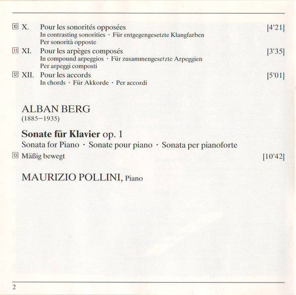 Debussy: 12 Etudes / Berg: Sonate Op. 1 (CD) | Near Mint (NM) Near Mint (NM or M-) - CLASSICAL / USED *NEAR MINT*