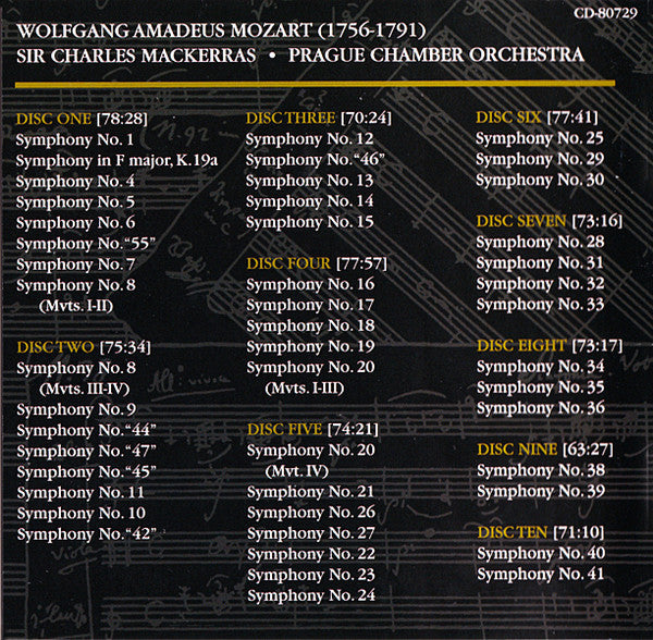 Wolfgang Amadeus Mozart - The Symphonies (10x CD Telarc ‎– CD 80729) | USED Near Mint (NM or M-) Near Mint (NM) - CLASSICAL / USED *NEAR MINT*