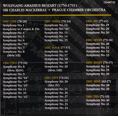 Wolfgang Amadeus Mozart - The Symphonies (10x CD Telarc ‎– CD 80729) | USED Near Mint (NM or M-) Near Mint (NM) - CLASSICAL / USED *NEAR MINT*