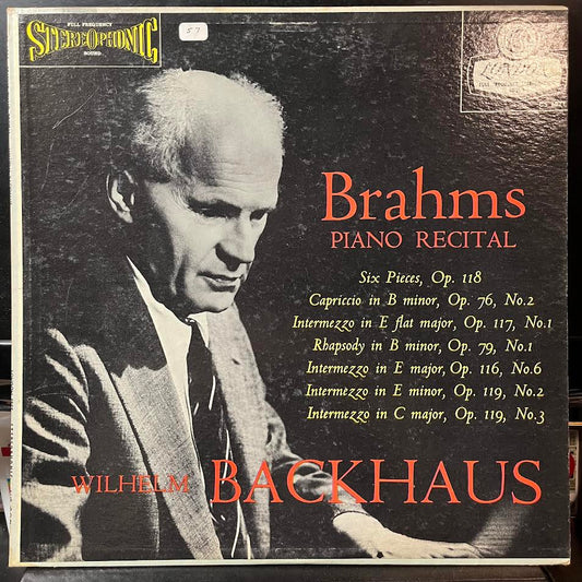 Brahms Piano Recital (VINYL) | Near Mint (NM or M-) Excellent+ (EX+) - CLASSICAL / USED *NEAR MINT*