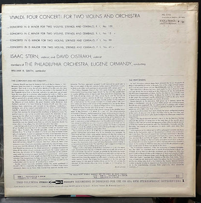 Four Vivaldi Concerti For Two Violins And Orchestra (VINYL) | Near Mint (NM) Excellent+ (EX+) - CLASSICAL / USED *NEAR MINT*
