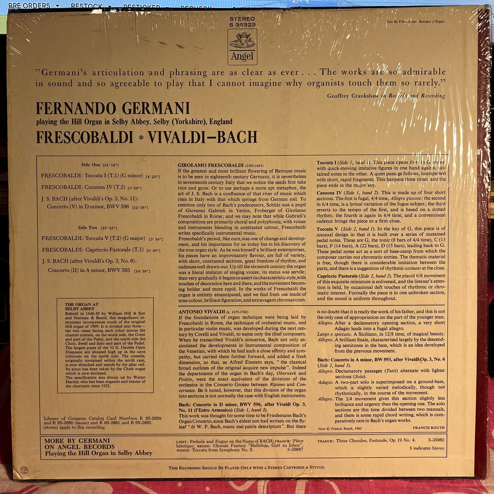 Girolamo Frescobaldi - Organ Recital At Selby Abbey, Yorkshire [No.3] *SHRINK* | Near Mint (NM) Near Mint (NM) - CLASSICAL / USED *NEAR MINT*