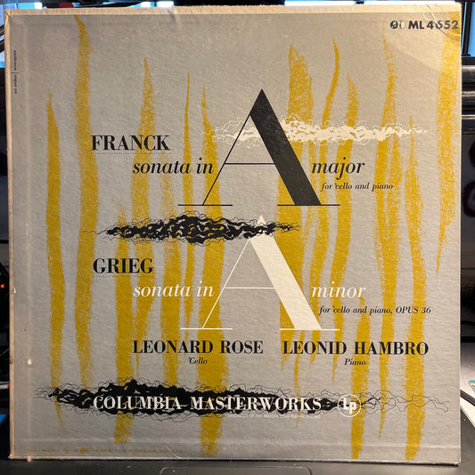 Leonard Rose - Franck: Sonata In A Major / Grieg: Sonata In A Minor | Near Mint (NM) Excellent (EX) - CLASSICAL / USED *NEAR MINT*