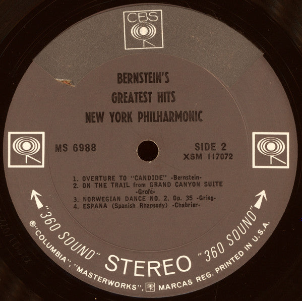 Leonard Bernstein - Bernstein's Greatest *360 SOUND* Hits New York Philharmonic | Near Mint (NM) Very Good Plus (VG+) - CLASSICAL / USED *NEAR MINT*