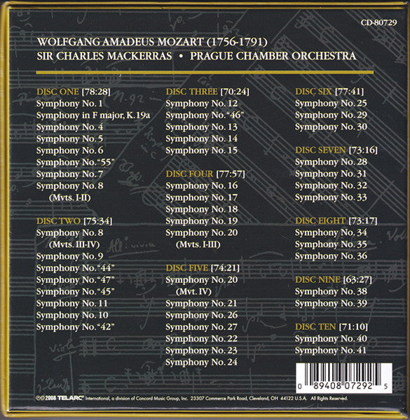 Wolfgang Amadeus Mozart - The Symphonies (10x CD Telarc ‎– CD 80729) | USED Near Mint (NM or M-) Near Mint (NM) - CLASSICAL / USED *NEAR MINT*