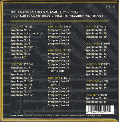 Wolfgang Amadeus Mozart - The Symphonies (10x CD Telarc ‎– CD 80729) | USED Near Mint (NM or M-) Near Mint (NM) - CLASSICAL / USED *NEAR MINT*