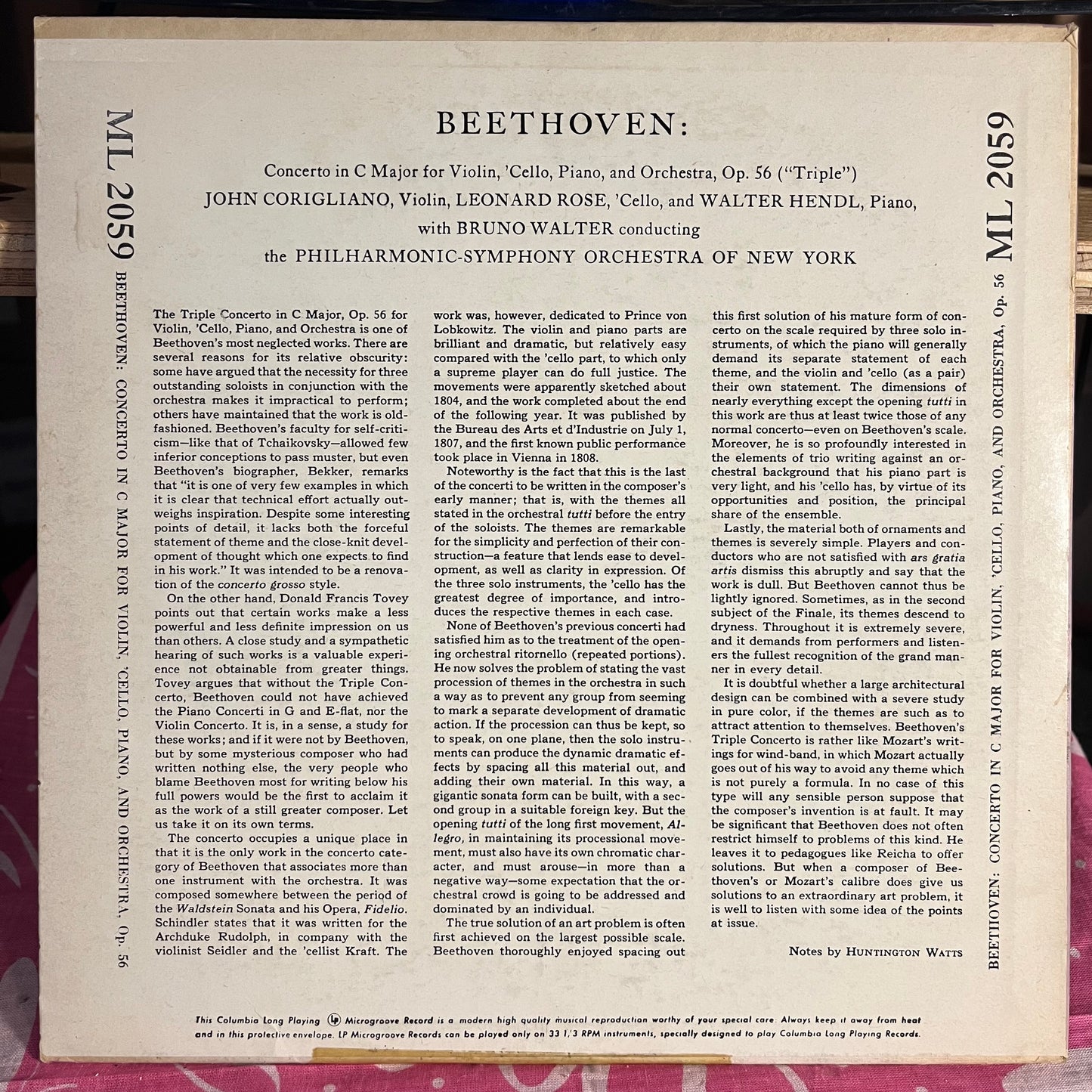 Ludwig van Beethoven - Concerto In C Major For Violin, 'Cello, Piano, And Orchestra, Op. 56 ("Triple") 10" | Near Mint (NM) Excellent (EX) - CLASSICAL / USED *NEAR MINT*