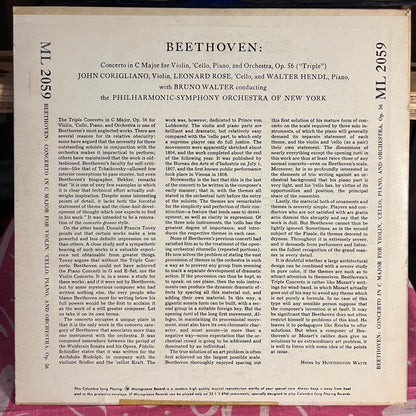 Ludwig van Beethoven - Concerto In C Major For Violin, 'Cello, Piano, And Orchestra, Op. 56 ("Triple") 10" | Near Mint (NM) Excellent (EX) - CLASSICAL / USED *NEAR MINT*