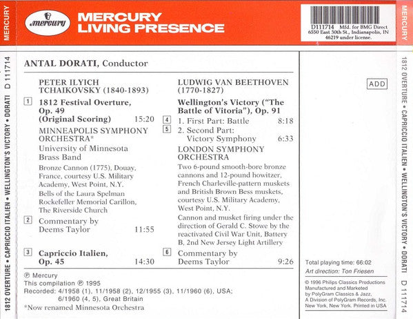 1812 Festival Overture, Op. 49 - Capriccio Italien - Wellington's Victory (CD) | Near Mint (NM) Near Mint (NM) - CLASSICAL / USED *NEAR MINT*