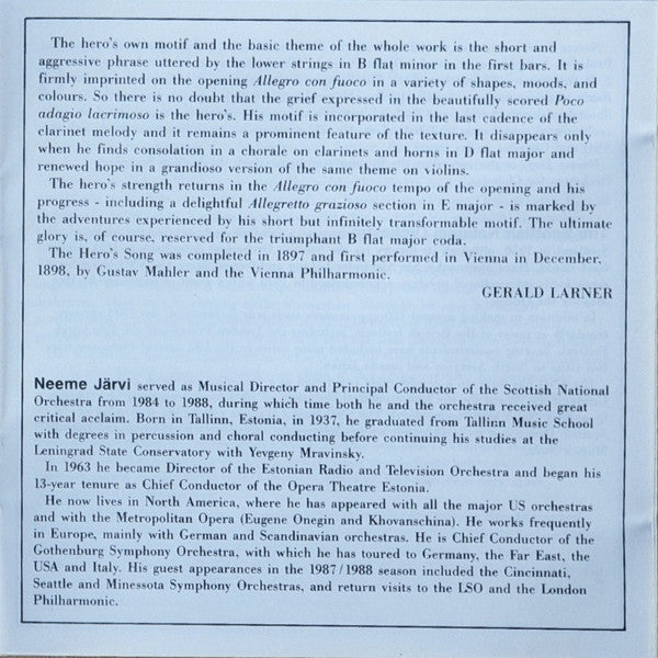 Symphony No. 1 ' The Bells Of Zlonice' - The Hero's Song Symphonic Poem Op. 111 (CD) | Near Mint (NM) Near Mint (NM) - CLASSICAL / USED *NEAR MINT*