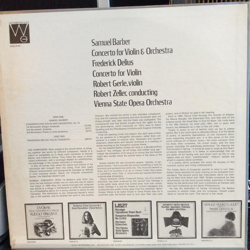 Concerto For Violin And Orchestra / Concerto For Violin (VINYL) | Near Mint (NM or M-) Very Good Plus (VG+) - CLASSICAL / USED *NEAR MINT*